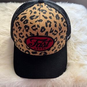 Fasthouse Leopard Print Black hat. Never worn.